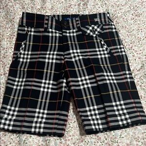 Burberry Blue Label Black Plaid Shorts with White & Red Accents